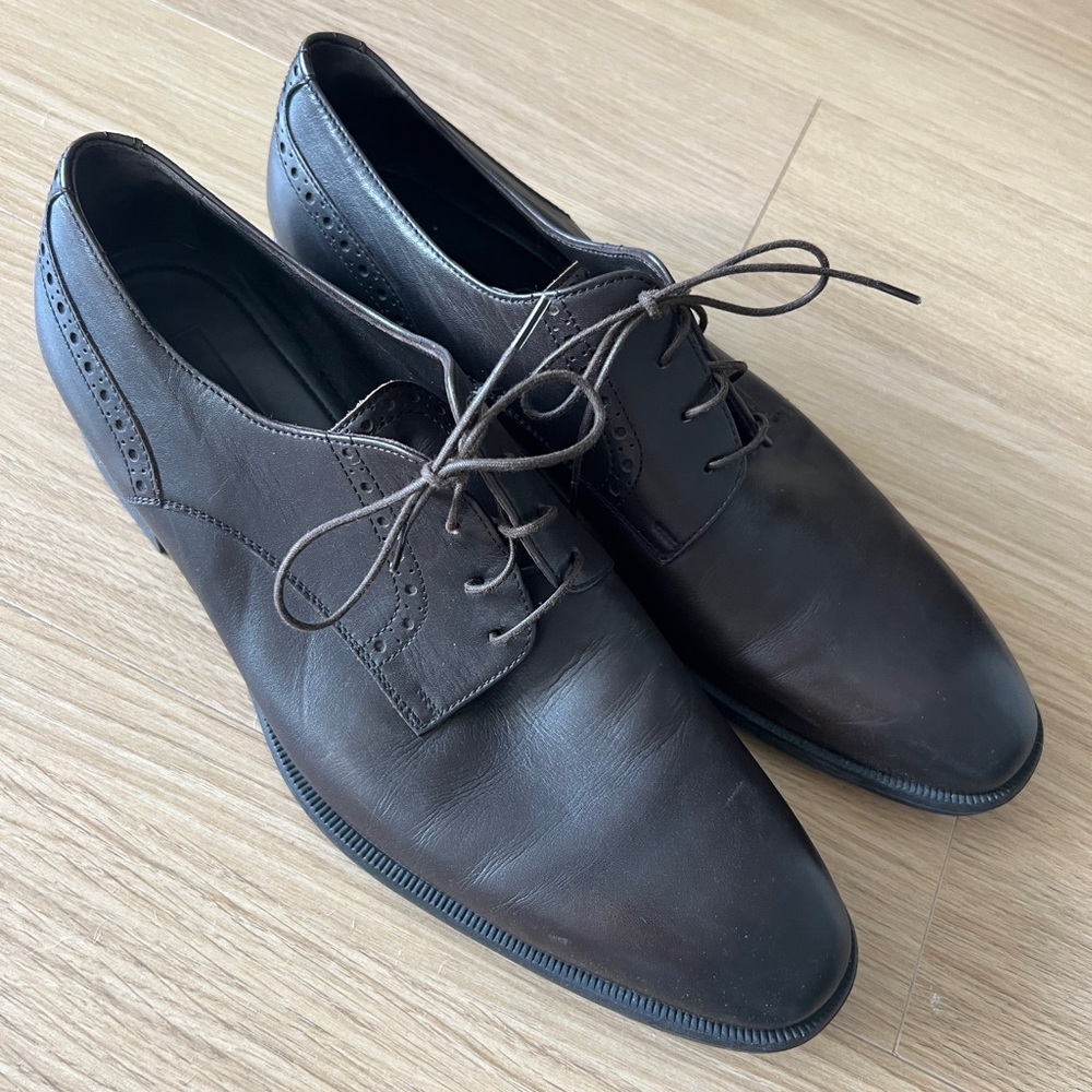 Ermenegildo Zegna Dark Brown Leather Oxfords